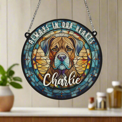 Boxer Brindle Memorial Stained Glass Effect Suncatcher
